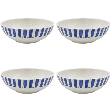 Large Navy Blue Stripes Bowls (Set of 4)
