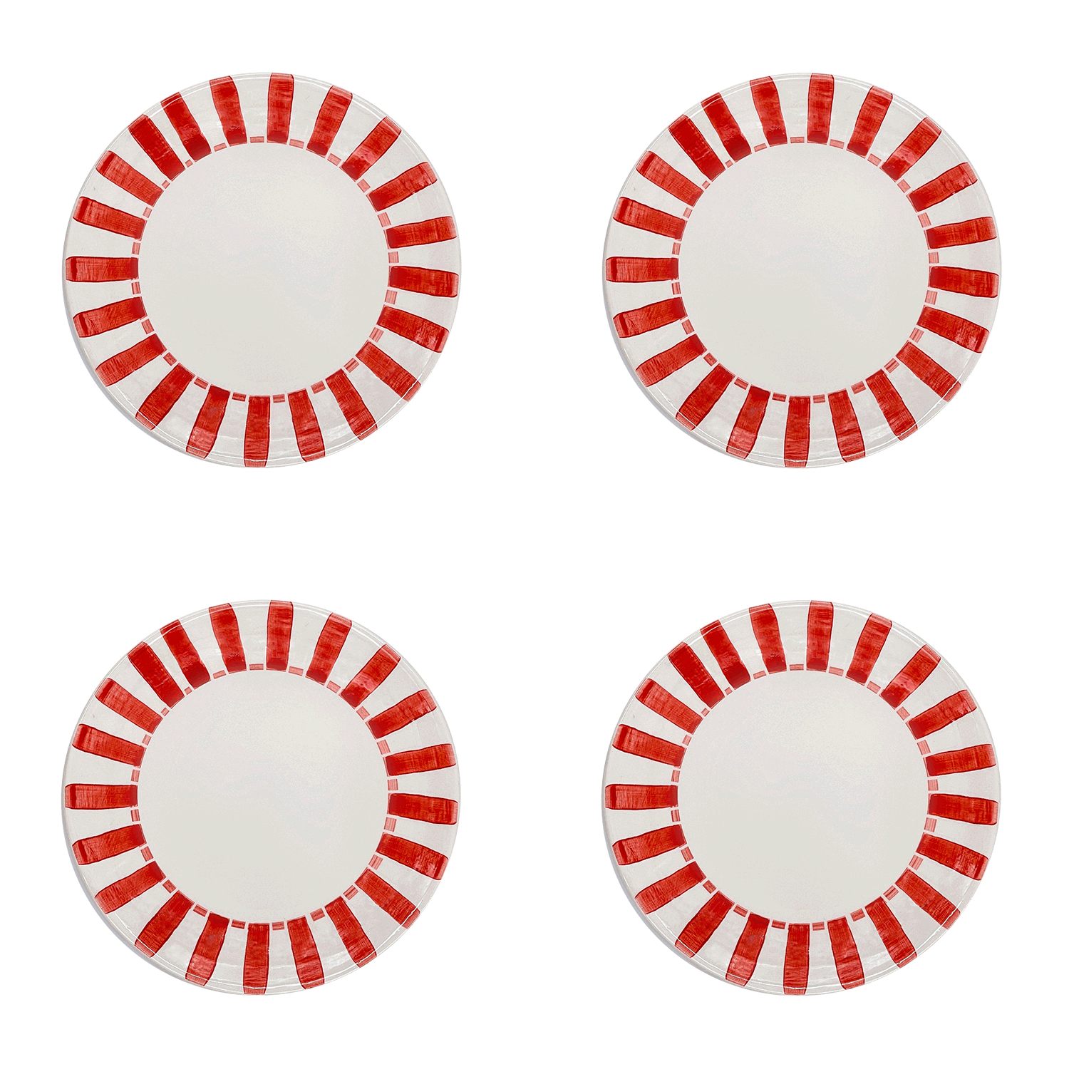 Red Stripes Side Plates (Set of 4)