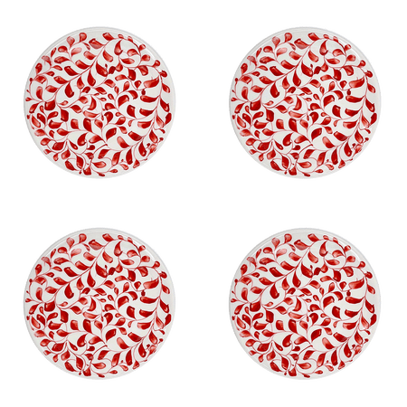 Red Scroll Side Plates (Set of 4)