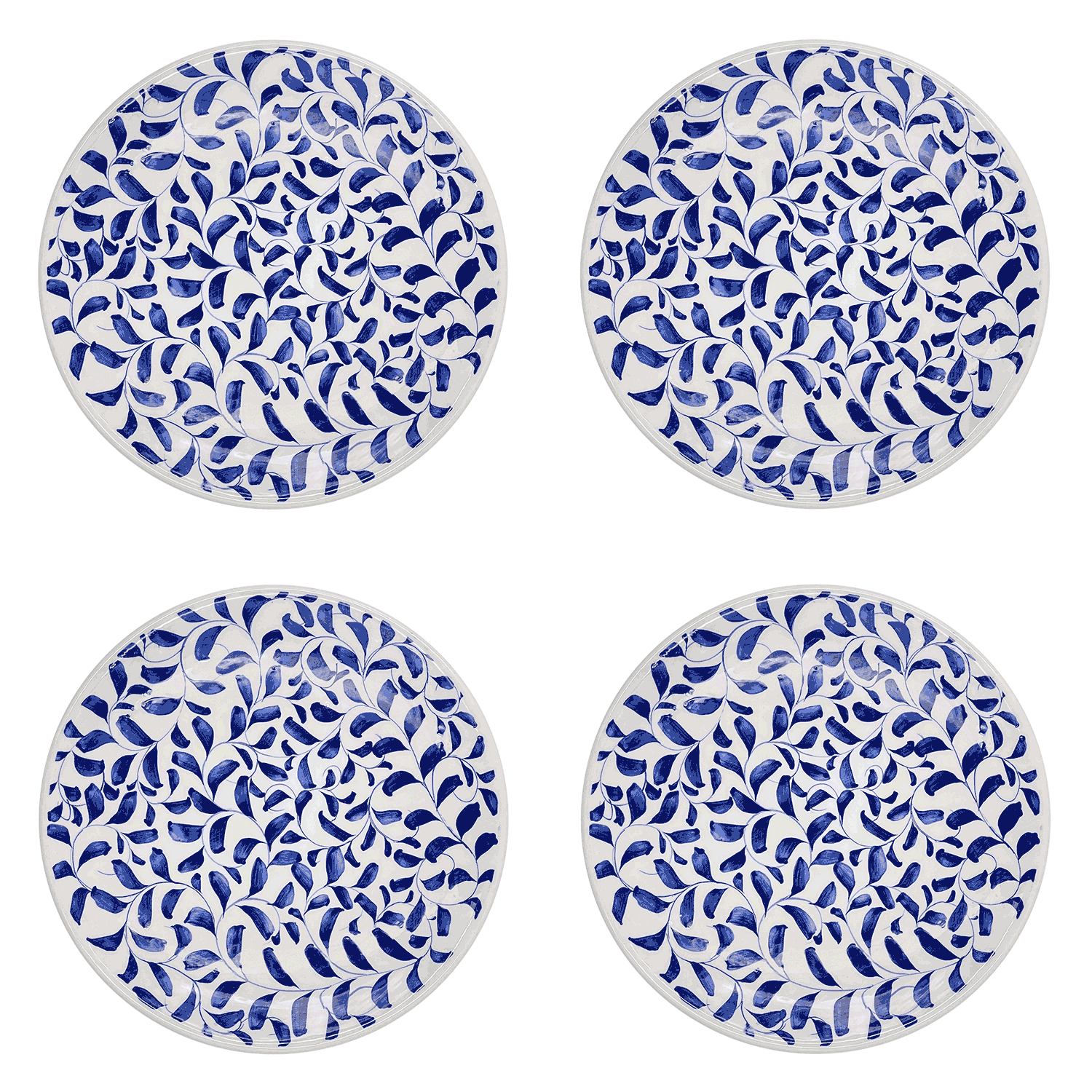 Navy Blue Scroll Dinner Plates (Set of 4)