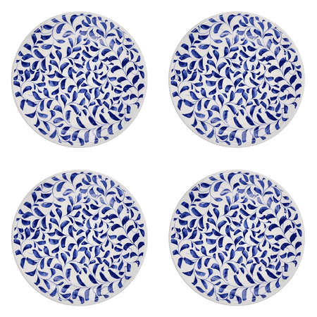 Navy Blue Scroll Dinner Plates (Set of 4)