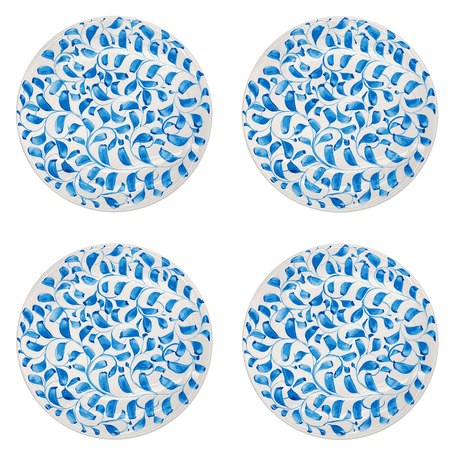 Light Blue Scroll Dinner Plates (Set of 4)