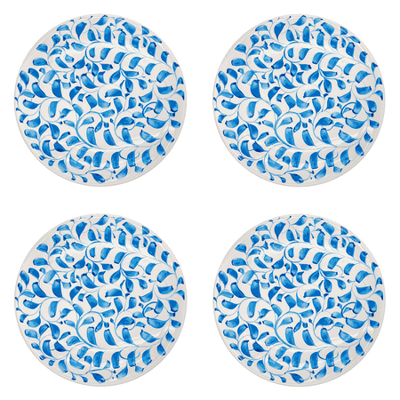 Light Blue Scroll Dinner Plates (Set of 4)