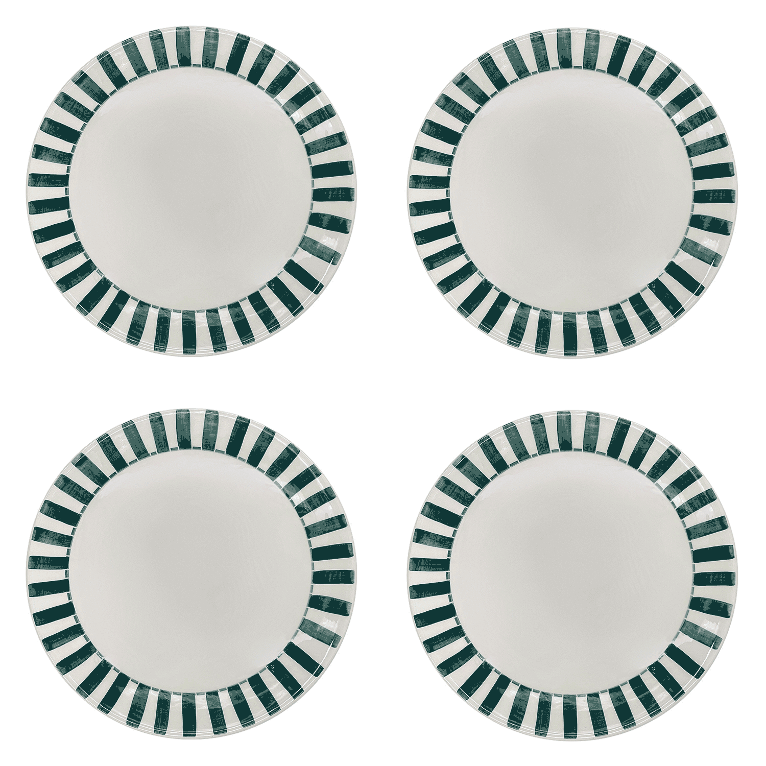 Green Stripes Dinner Plates (Set of 4)