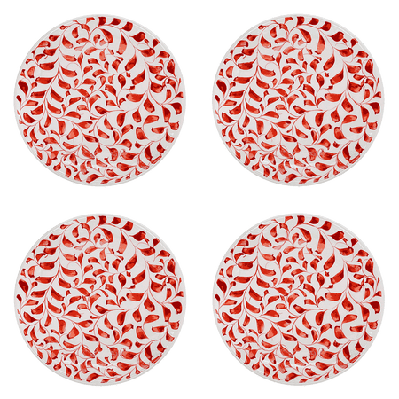 Red Scroll Dinner Plates (Set of 4)