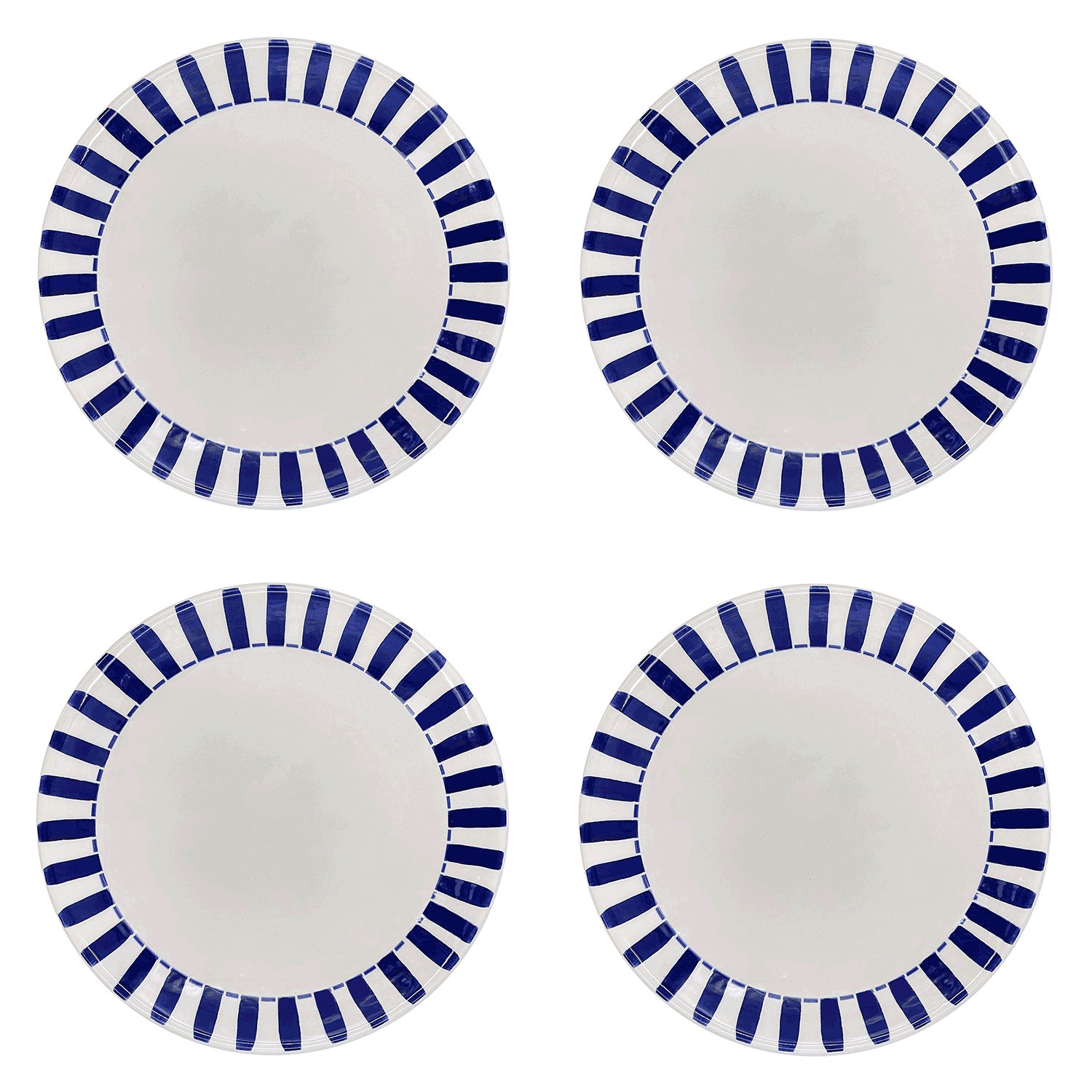 Navy Blue Stripes Dinner Plates (Set of 4)