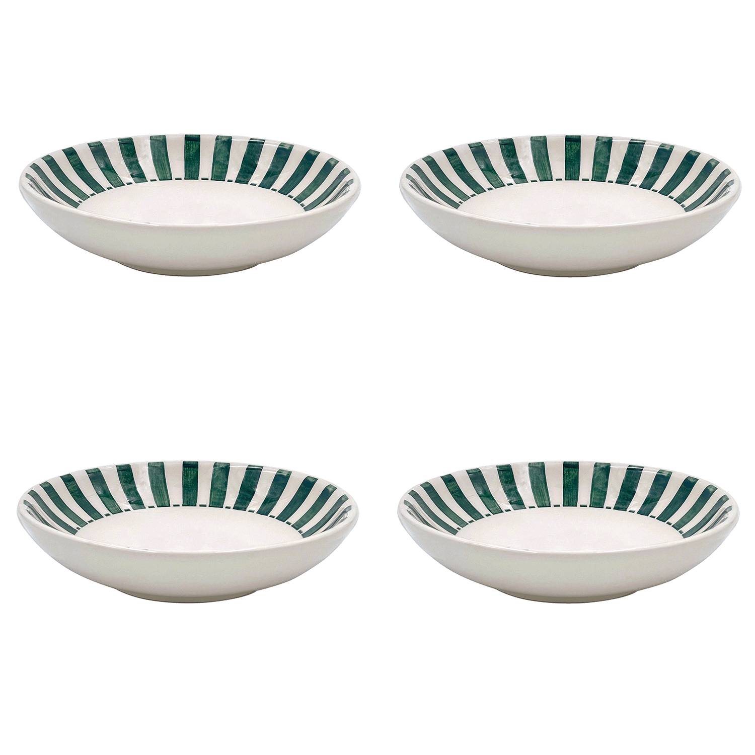 Green Stripes Pasta Bowls (Set of 4)