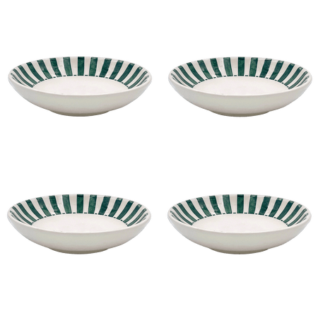 Green Stripes Pasta Bowls (Set of 4)