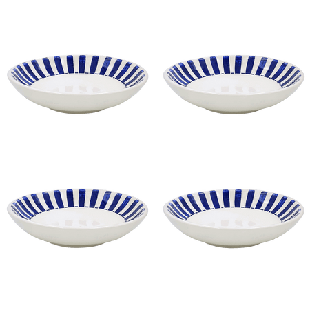 Navy Blue Stripes Pasta Bowls (Set of 4)