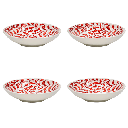 Red Scroll Pasta Bowls (Set of 4)