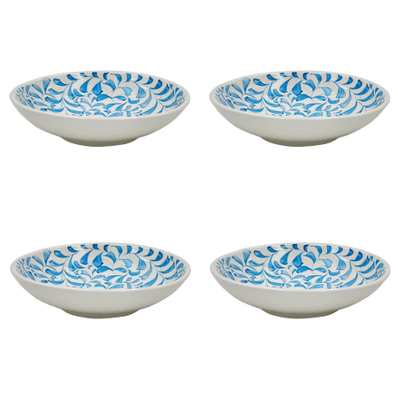 Light Blue Scroll Pasta Bowls (Set of 4)