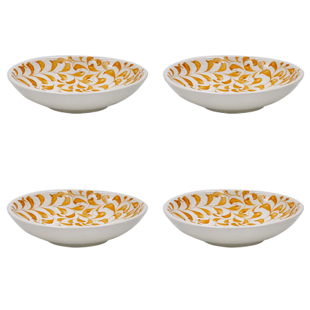 Yellow Scroll Pasta Bowls (Set of 4)