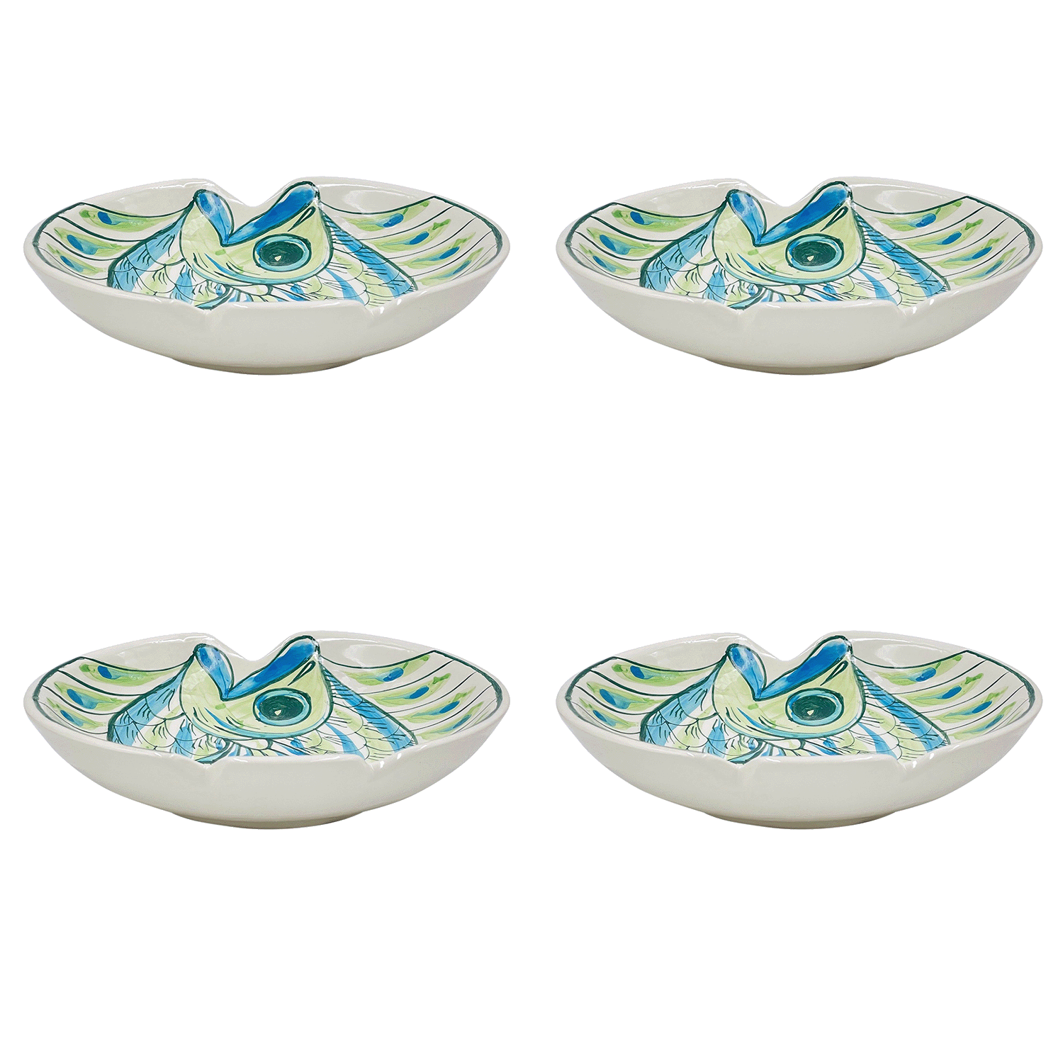 Green Romina Fish Pasta Bowls (Set of 4)