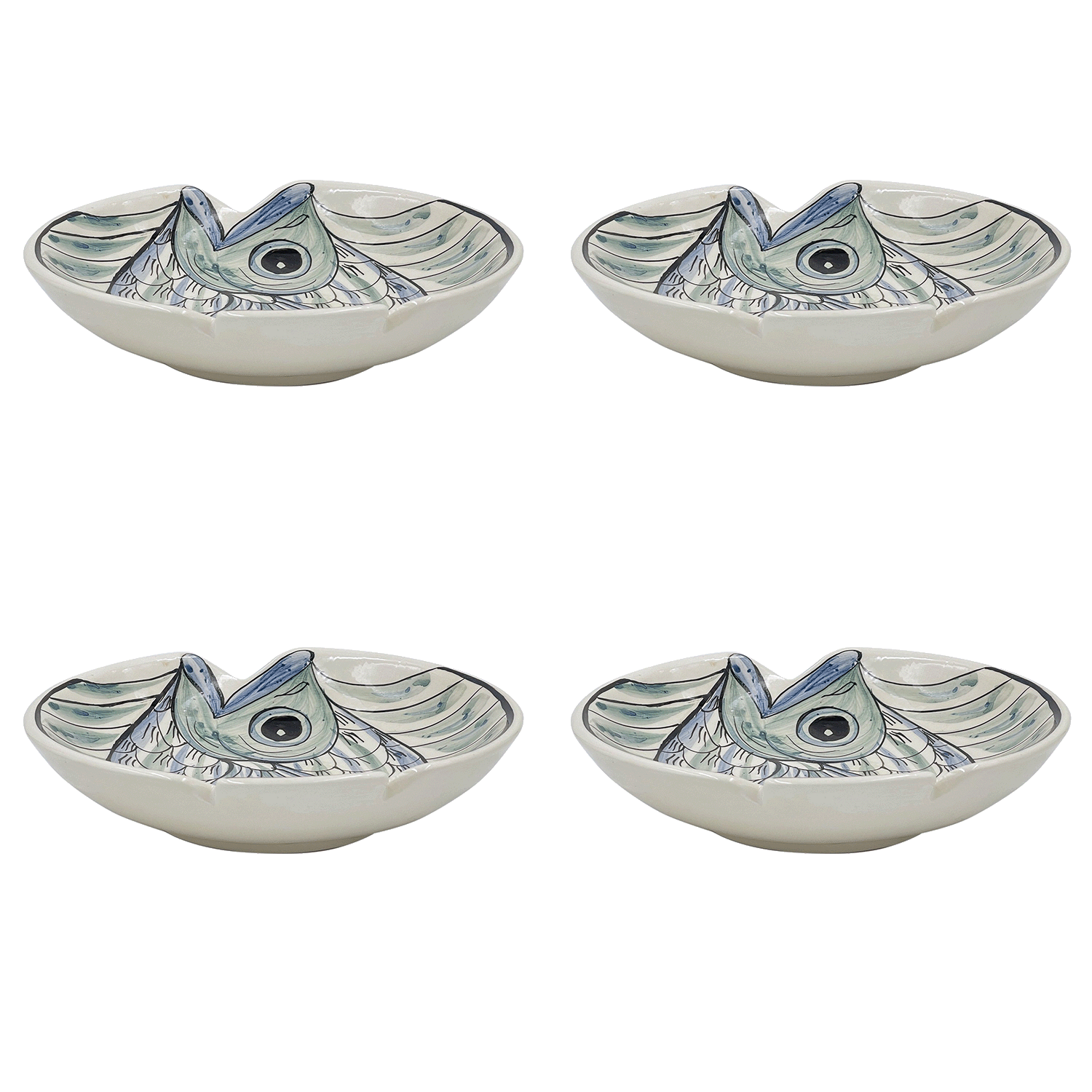 Blue Romina Fish Pasta Bowls (Set of 4)