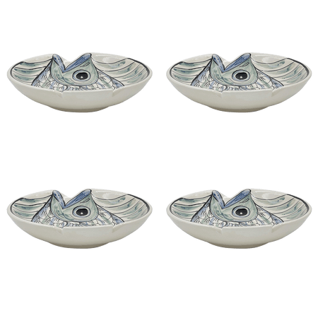 Blue Romina Fish Pasta Bowls (Set of 4)