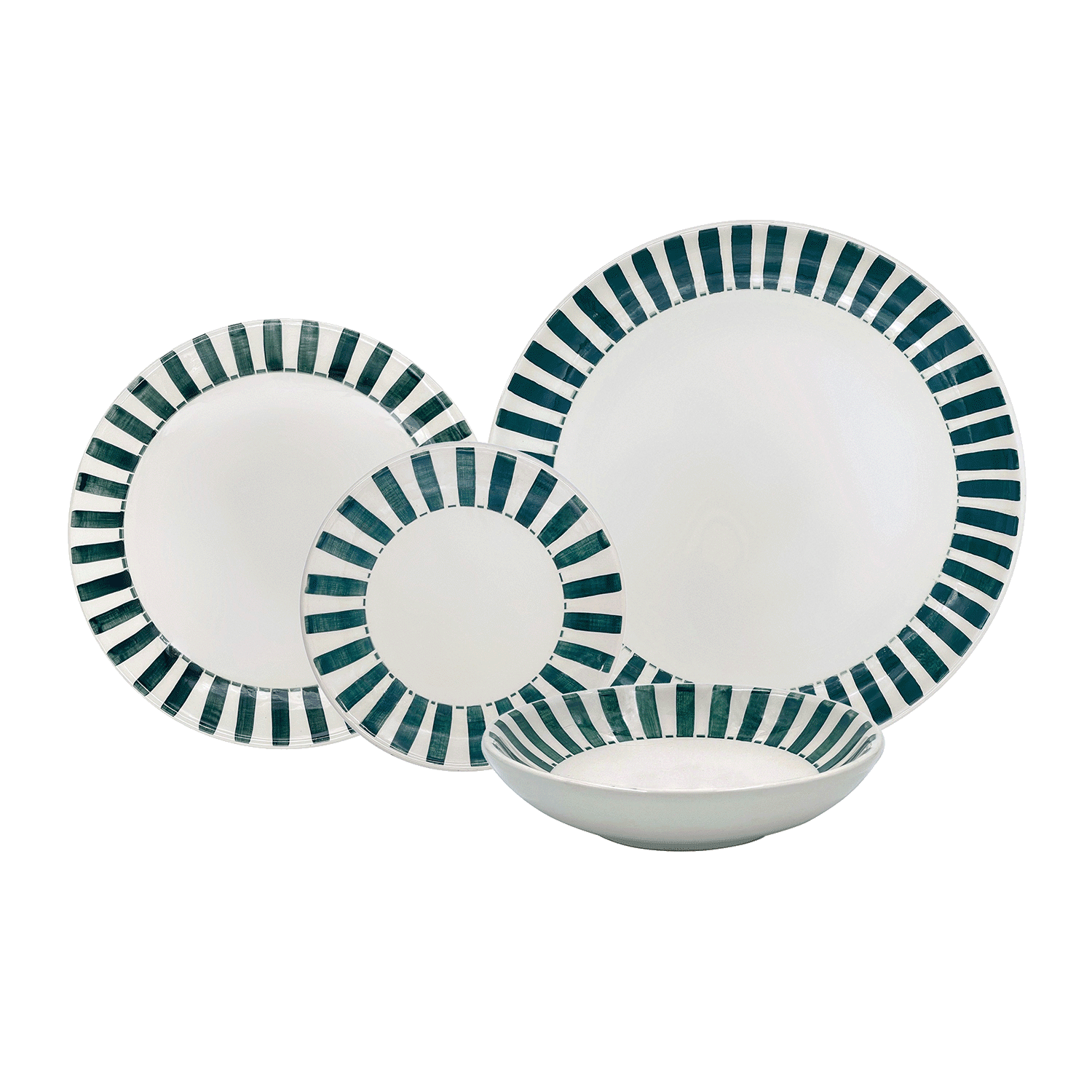 Green Stripes Dinner Set (16 Piece)