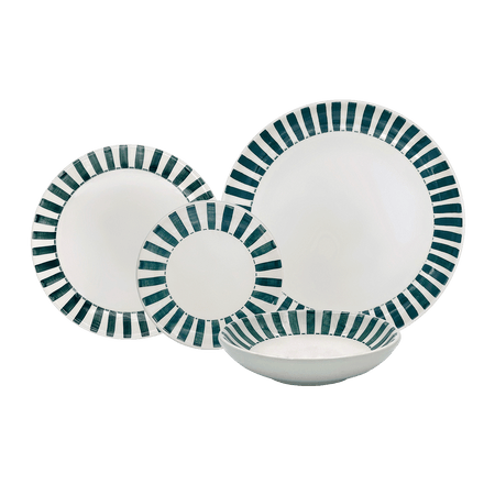 Green Stripes Dinner Set (16 Piece)