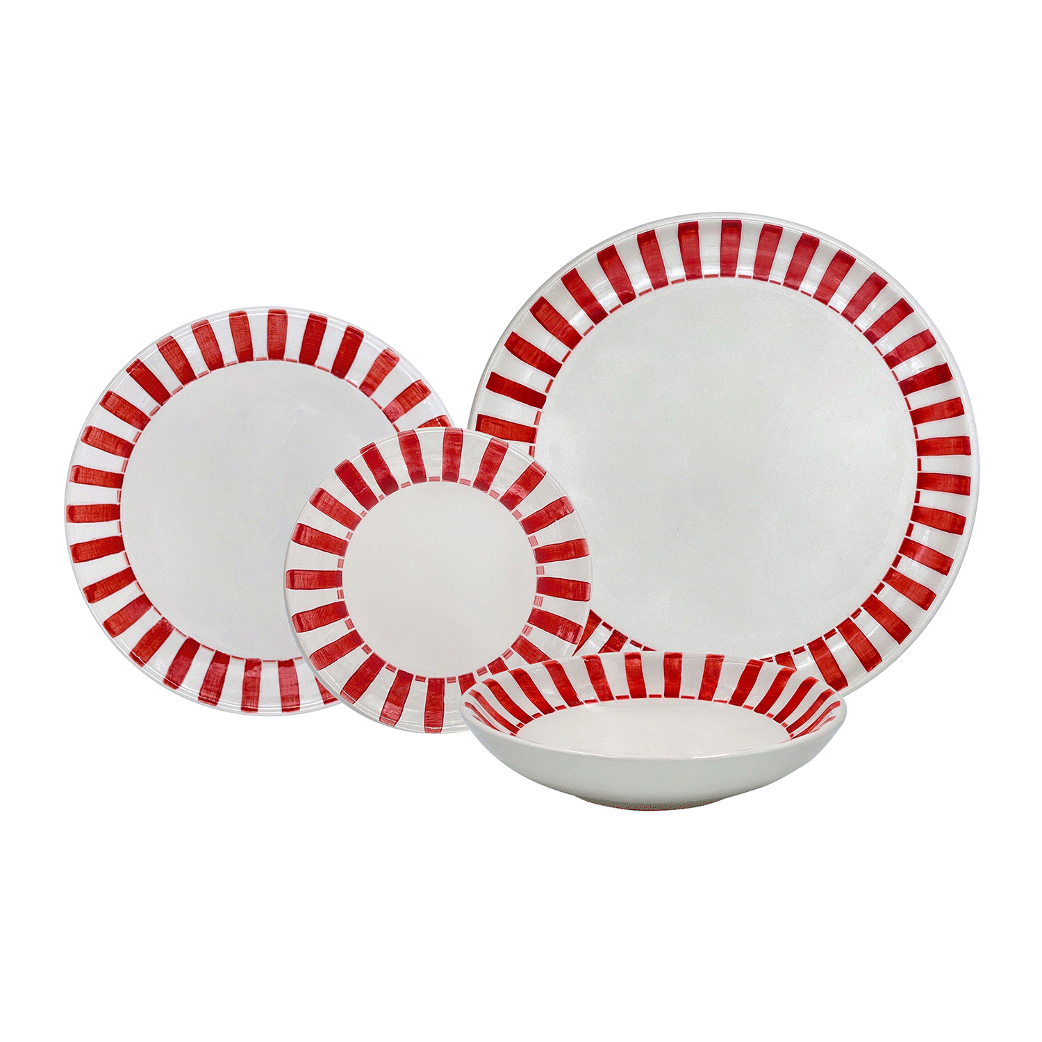 Red Stripes Dinner Set (16 Piece)