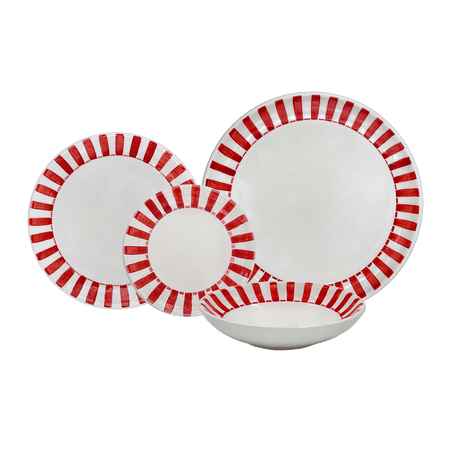 Red Stripes Dinner Set (16 Piece)