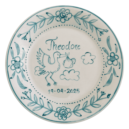 Personalised Teal Birth Plate