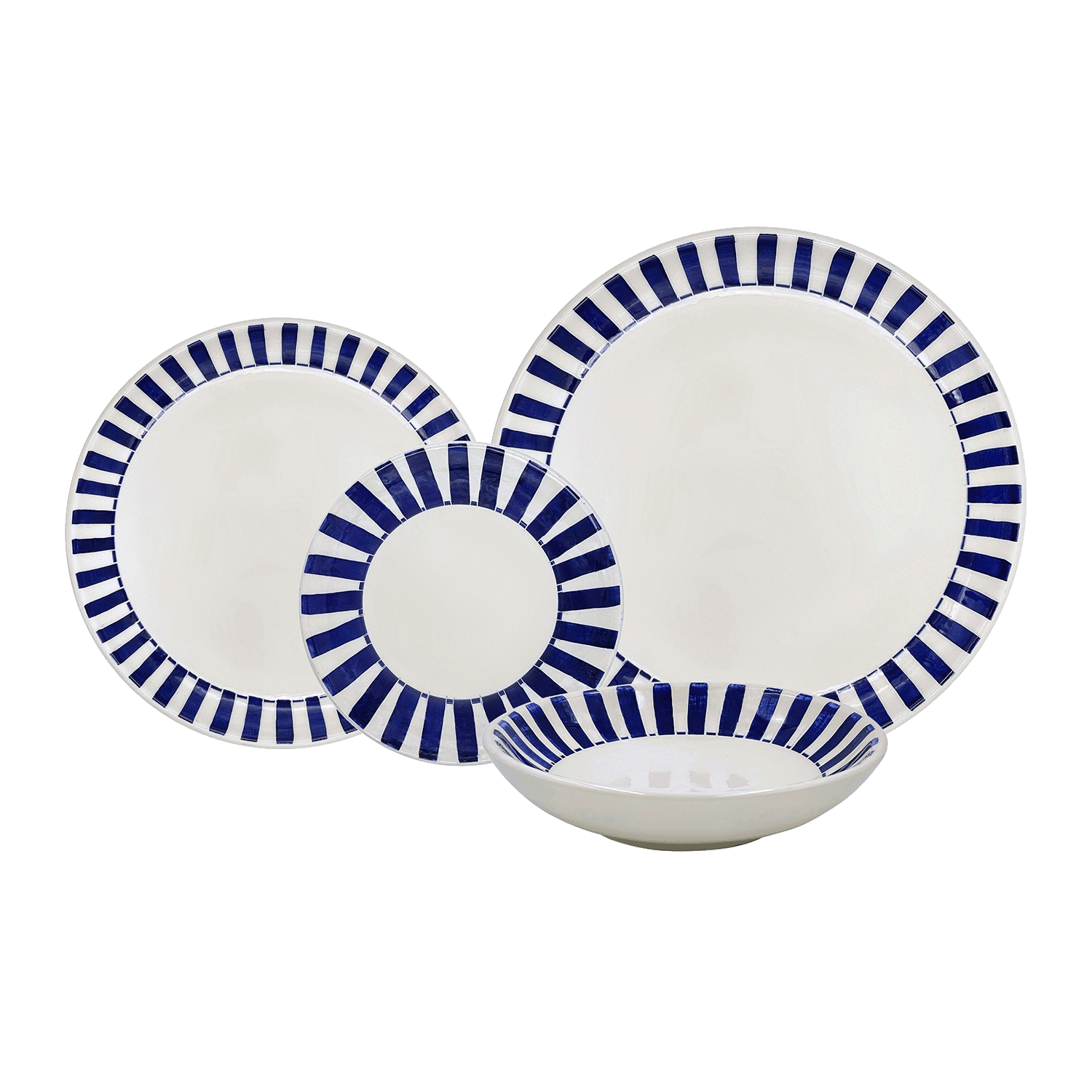 Navy Blue Stripes Dinner Set (16 Piece)