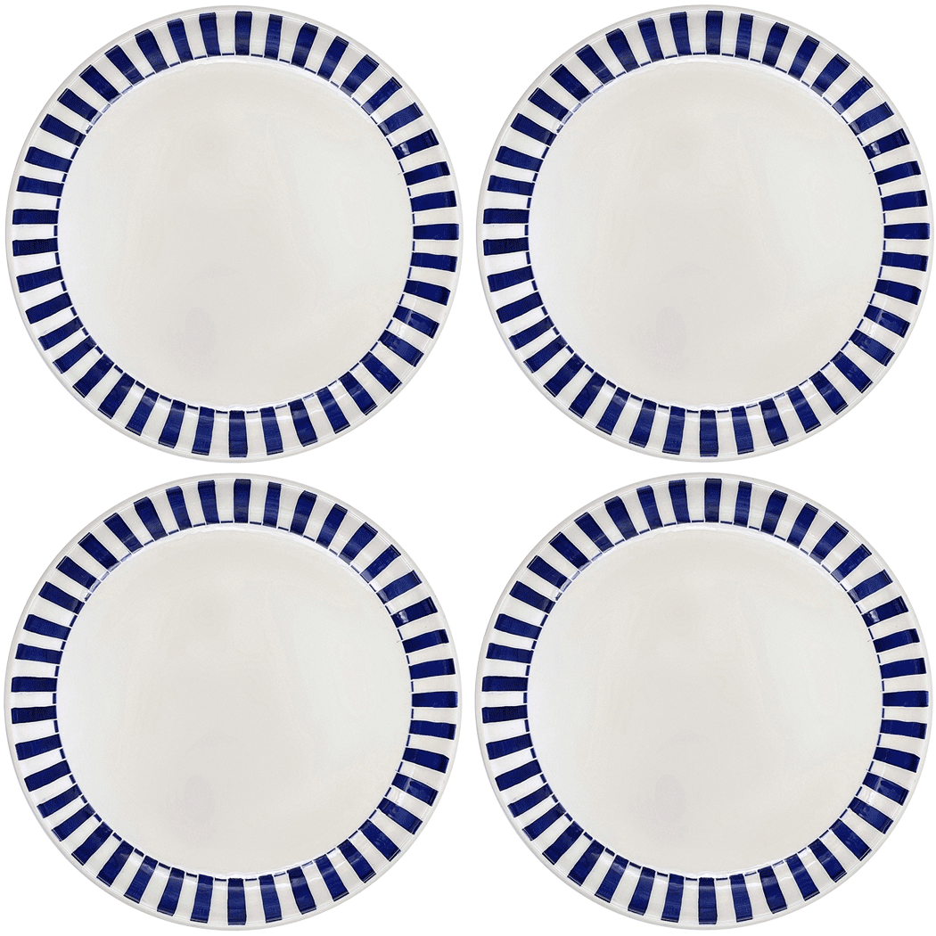 Navy Blue Stripes Charger Plates (Set of 4)