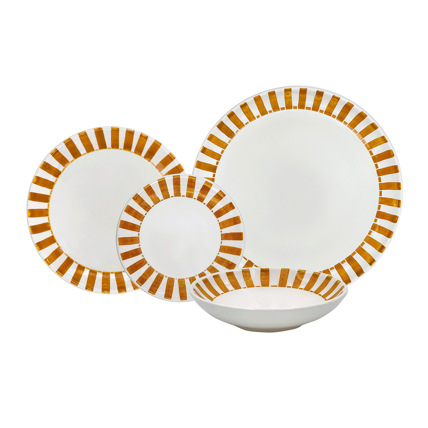 Yellow Stripes Dinner Set (16 Piece)