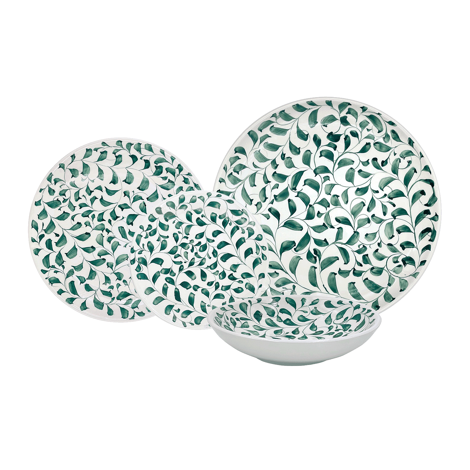 Green Scroll Dinner Set (16 Piece)