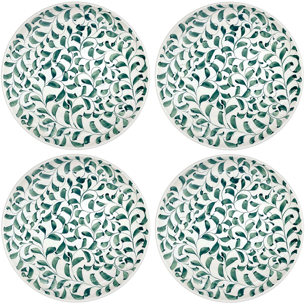 Green Scroll Charger Plates (Set of 4)