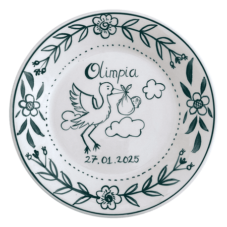 Personalised Sage Birth Plate