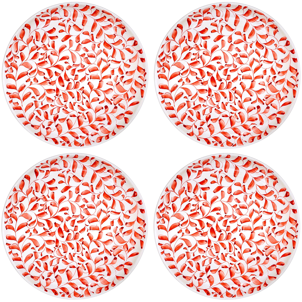 Red Scroll Charger Plates (Set of 4)