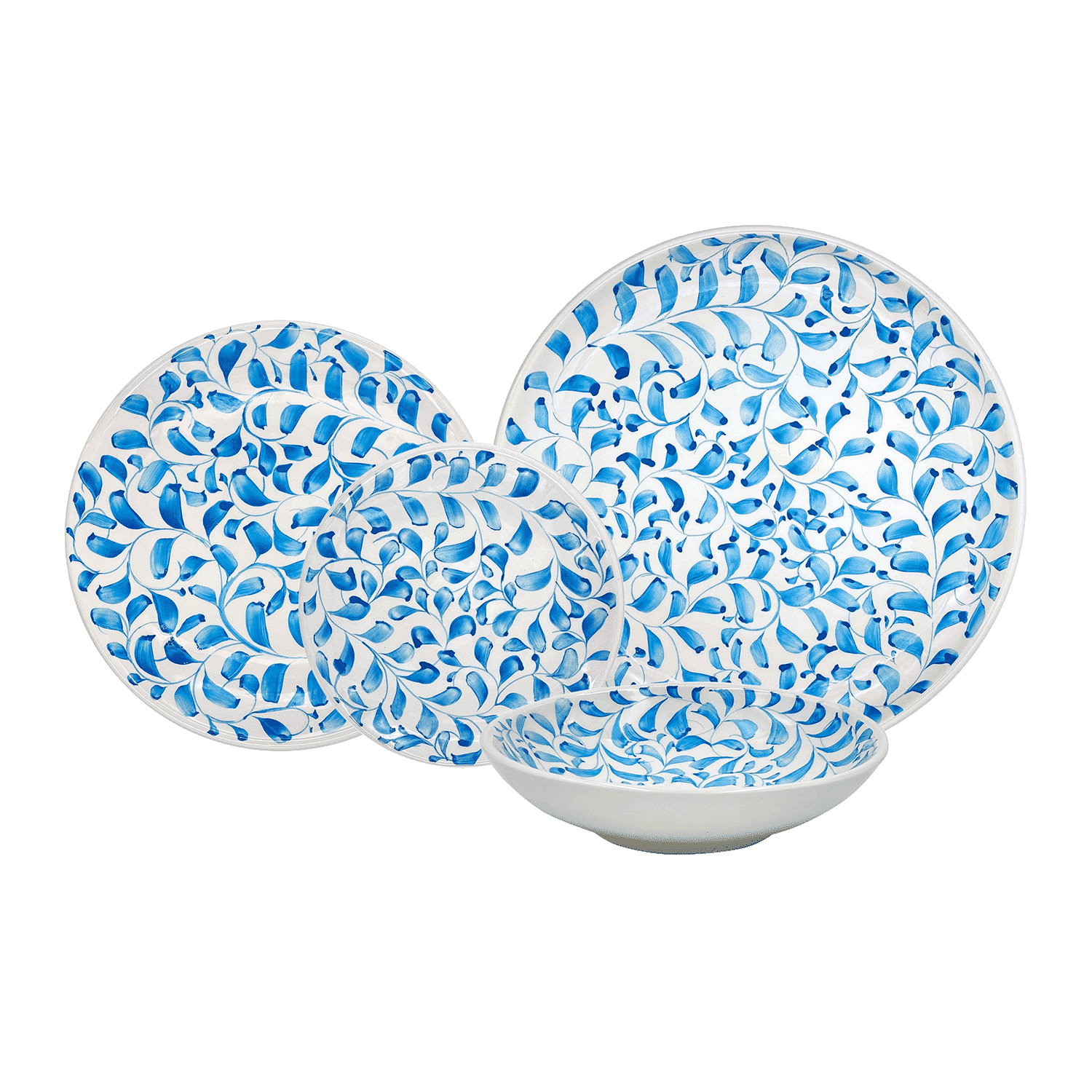 Light Blue Scroll Dinner Set (16 Piece)