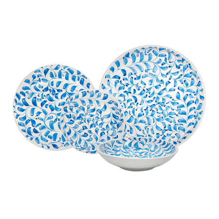 Light Blue Scroll Dinner Set (16 Piece)