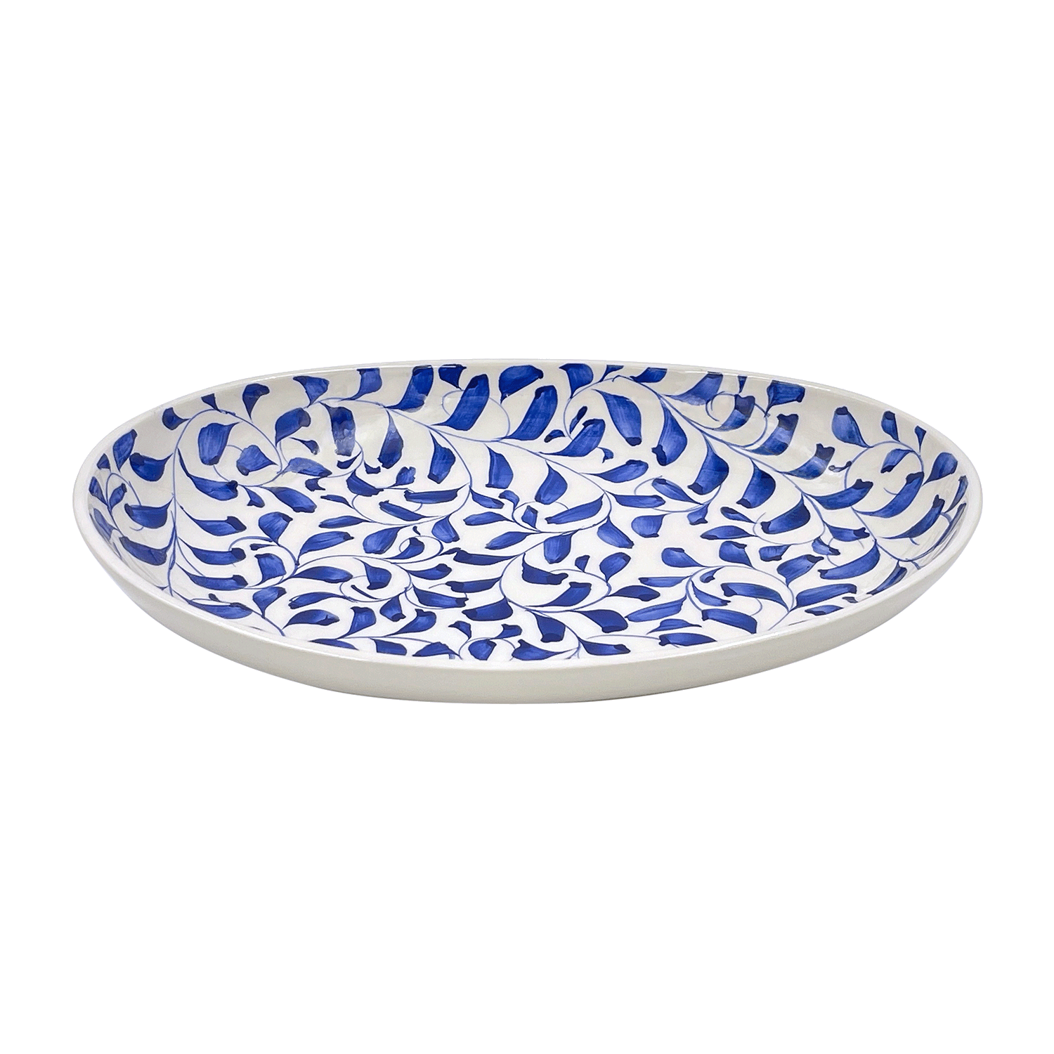 Small Navy Blue Scroll Oval Platter