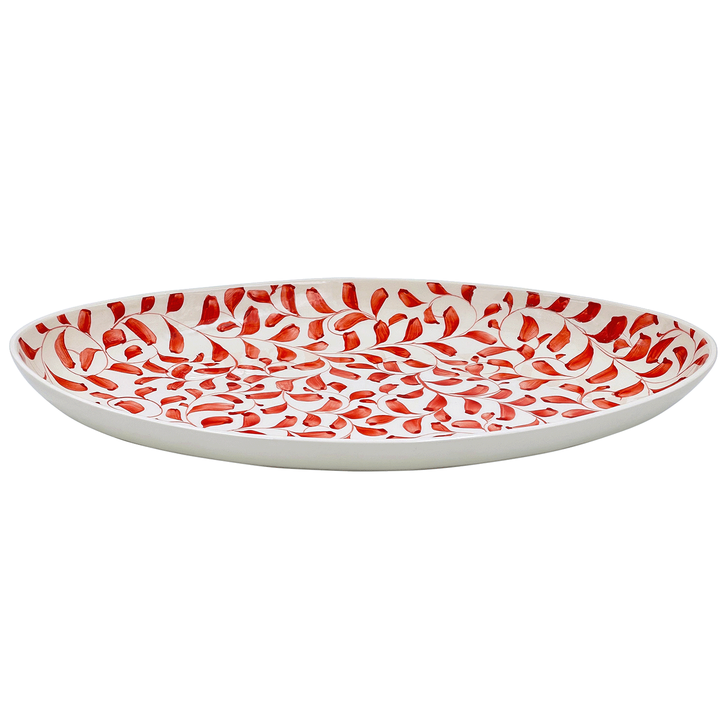 Large Red Scroll Oval Platter