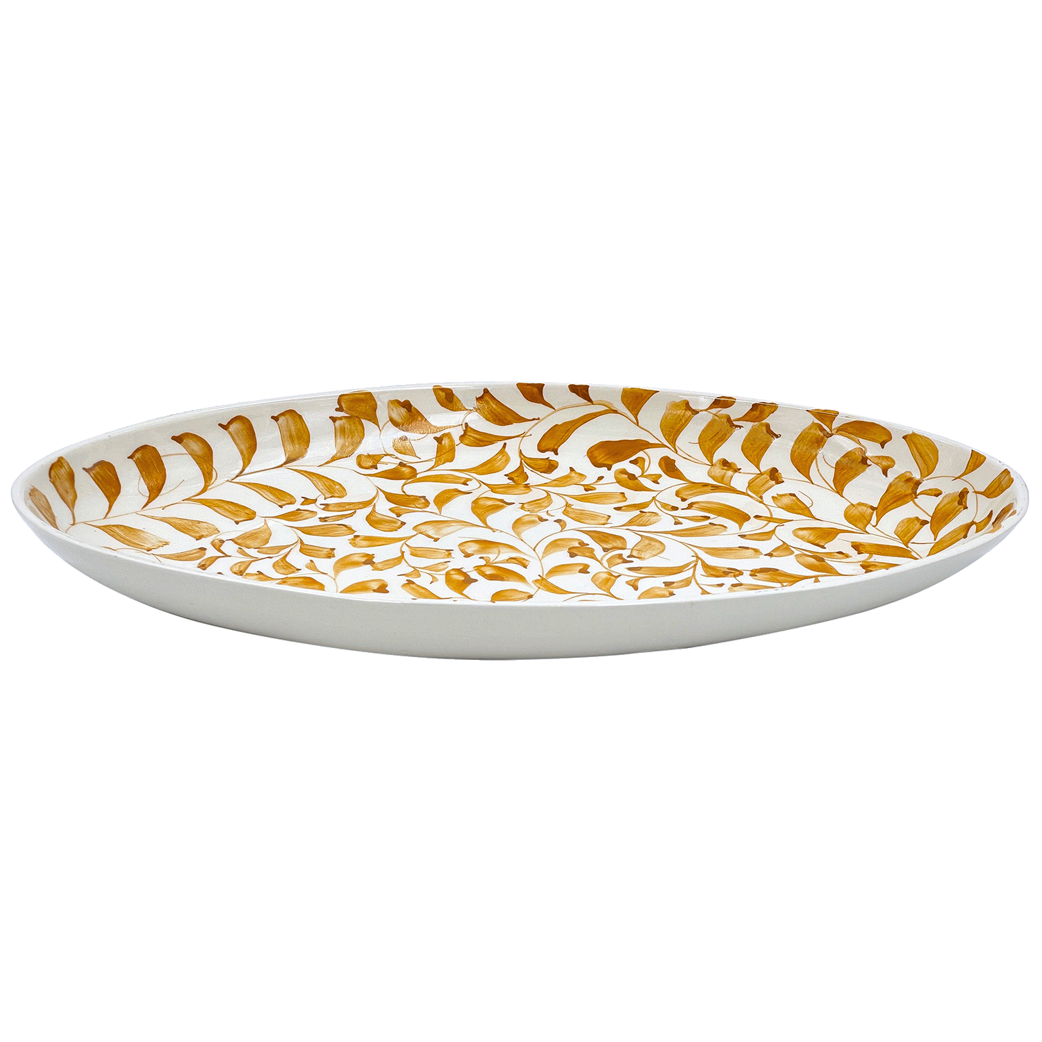 Large Yellow Scroll Oval Platter