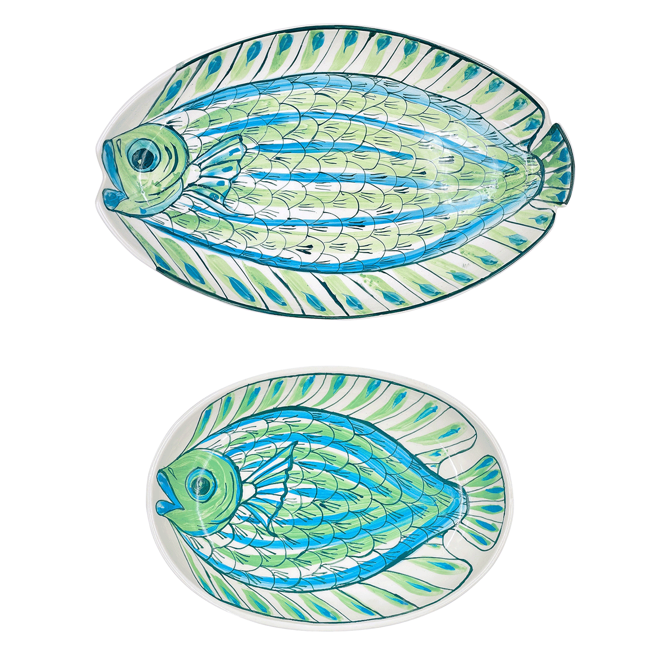 Green Romina Fish Serving Platters (Set of 2)