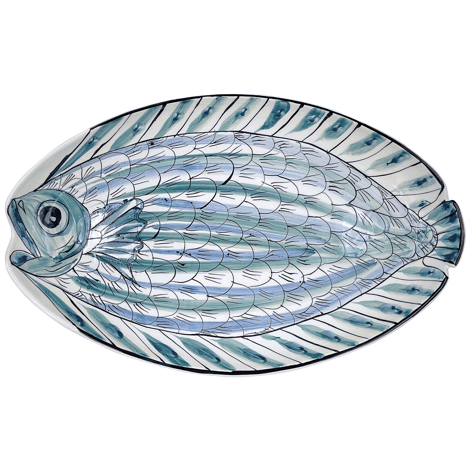 Large Blue Romina Fish Oval Platter