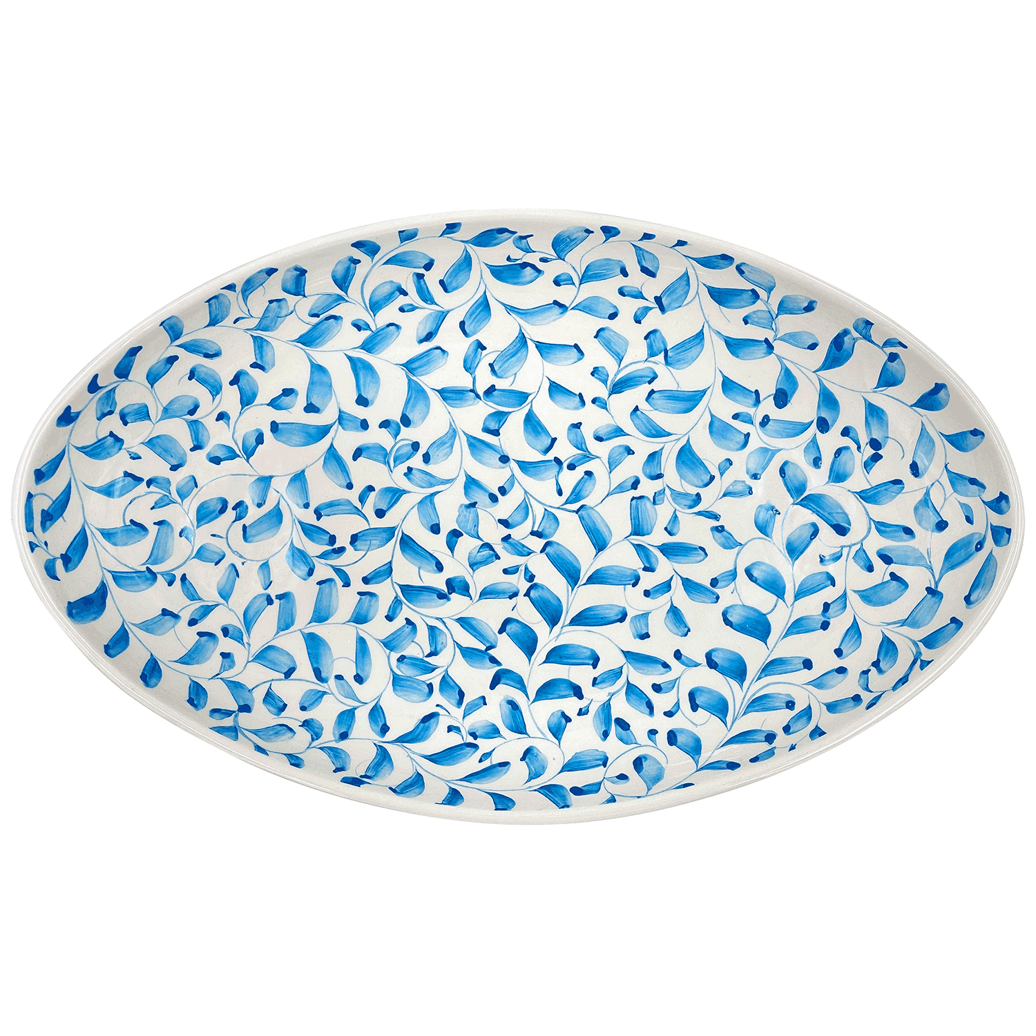 Large Light Blue Scroll Oval Platter