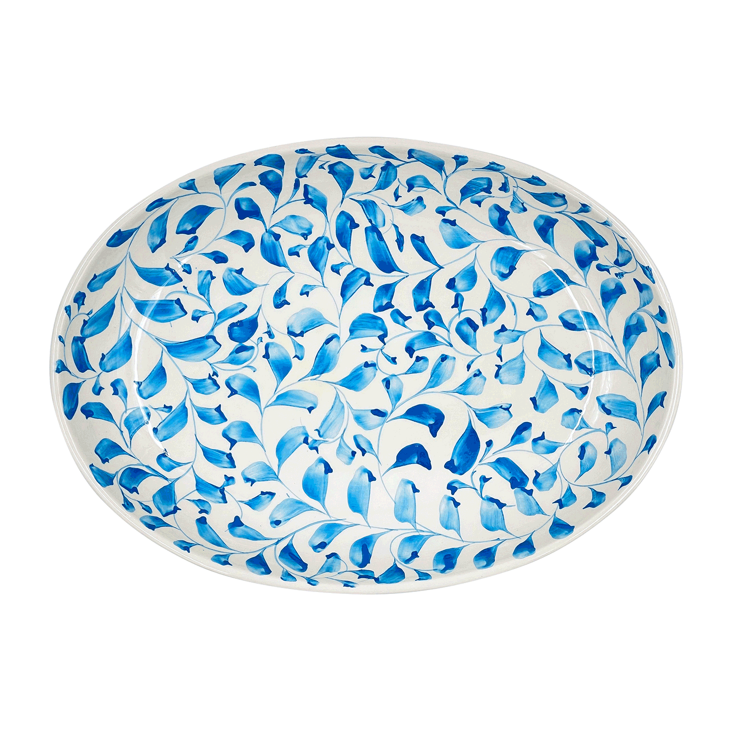 Small Light Blue Scroll Oval Platter