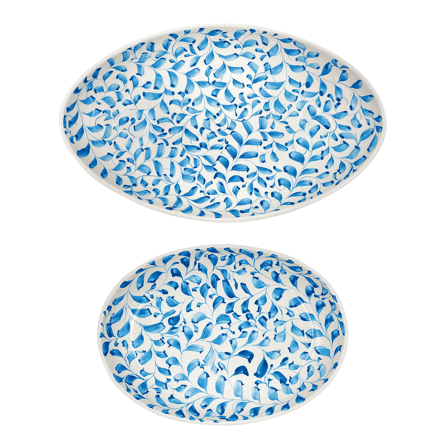 Light Blue Scroll Serving Platters (Set of 2)