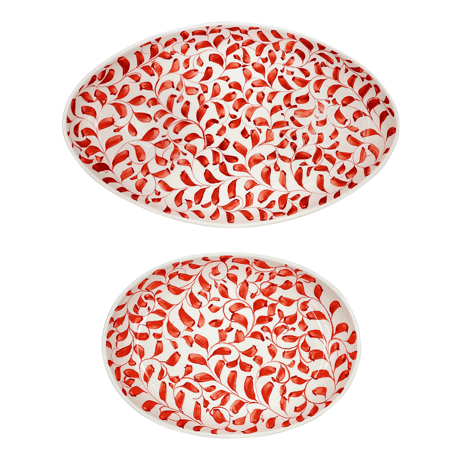 Red Scroll Serving Platters (Set of 2)