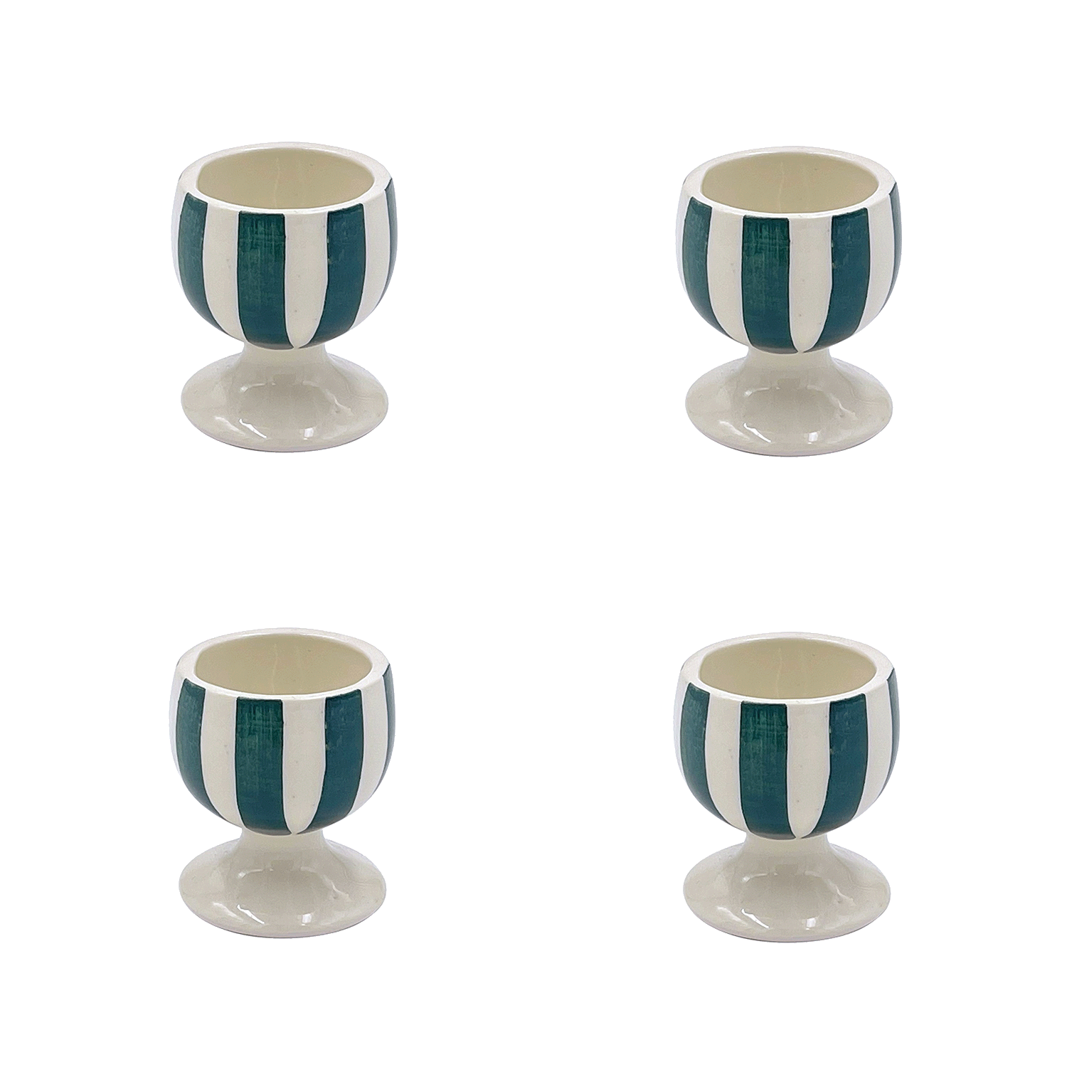 Green Stripes Egg Cups (Set of 4)