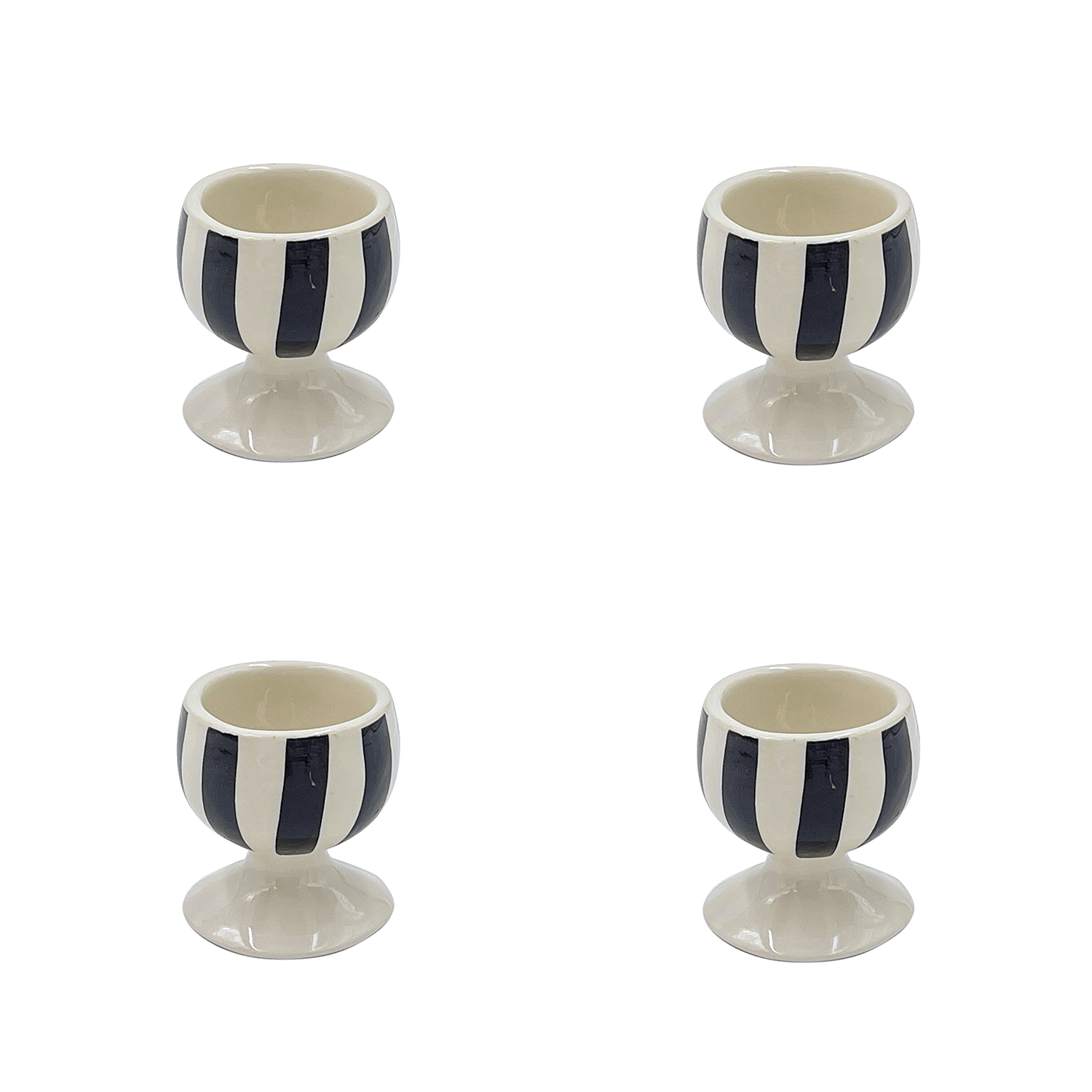 Black Stripes Egg Cups (Set of 4)