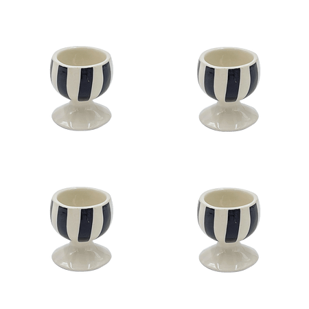 Black Stripes Egg Cups (Set of 4)