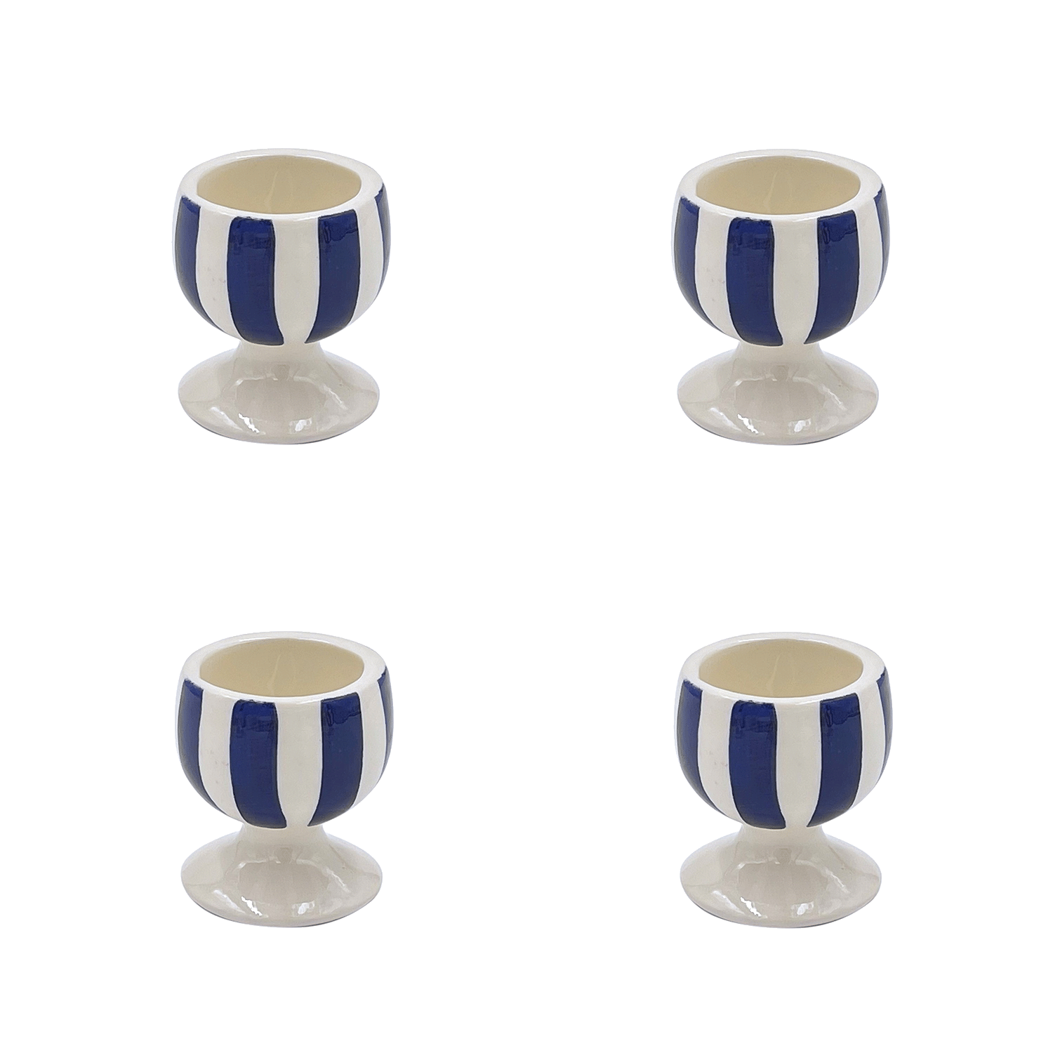 Navy Blue Stripes Egg Cups (Set of 4)