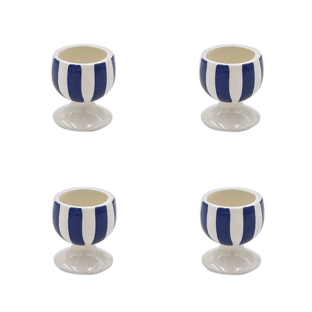 Navy Blue Stripes Egg Cups (Set of 4)