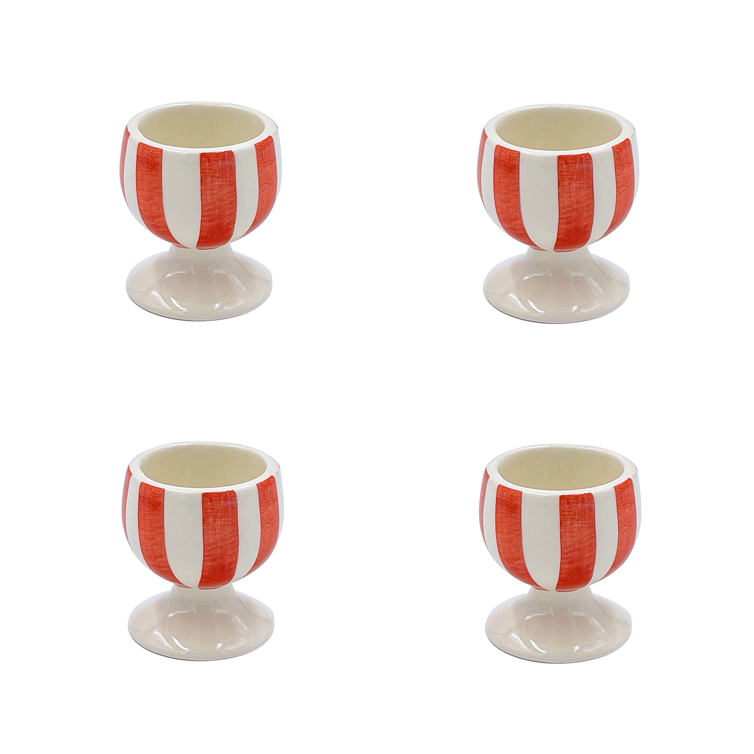 Red Stripes Egg Cups (Set of 4)