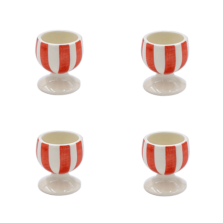 Red Stripes Egg Cups (Set of 4)