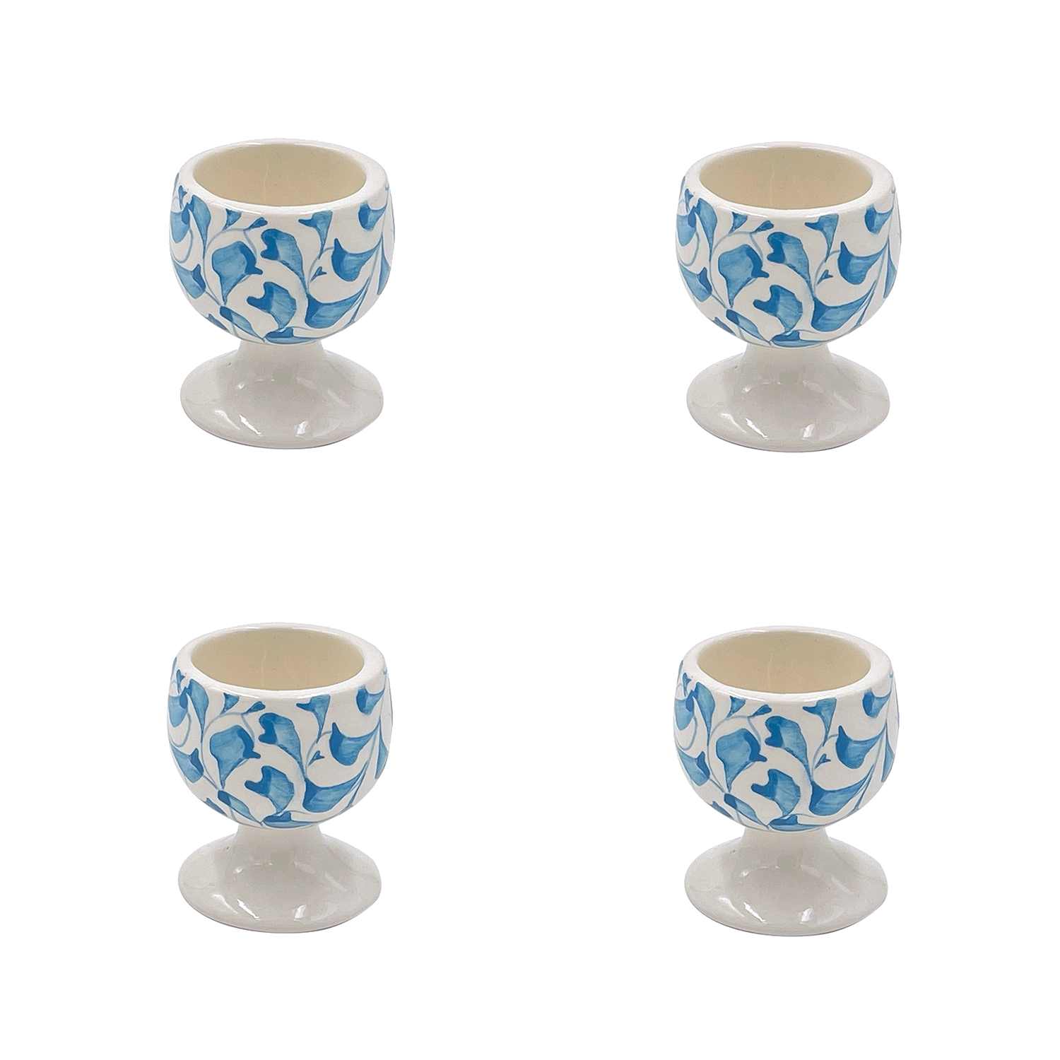 Light Blue Scroll Egg Cups (Set of 4)